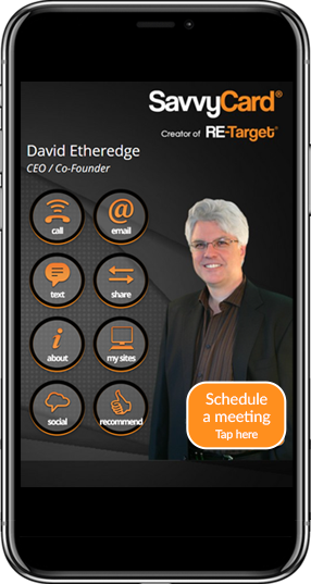 CEO David Etheredge's SavvyCard on a phone